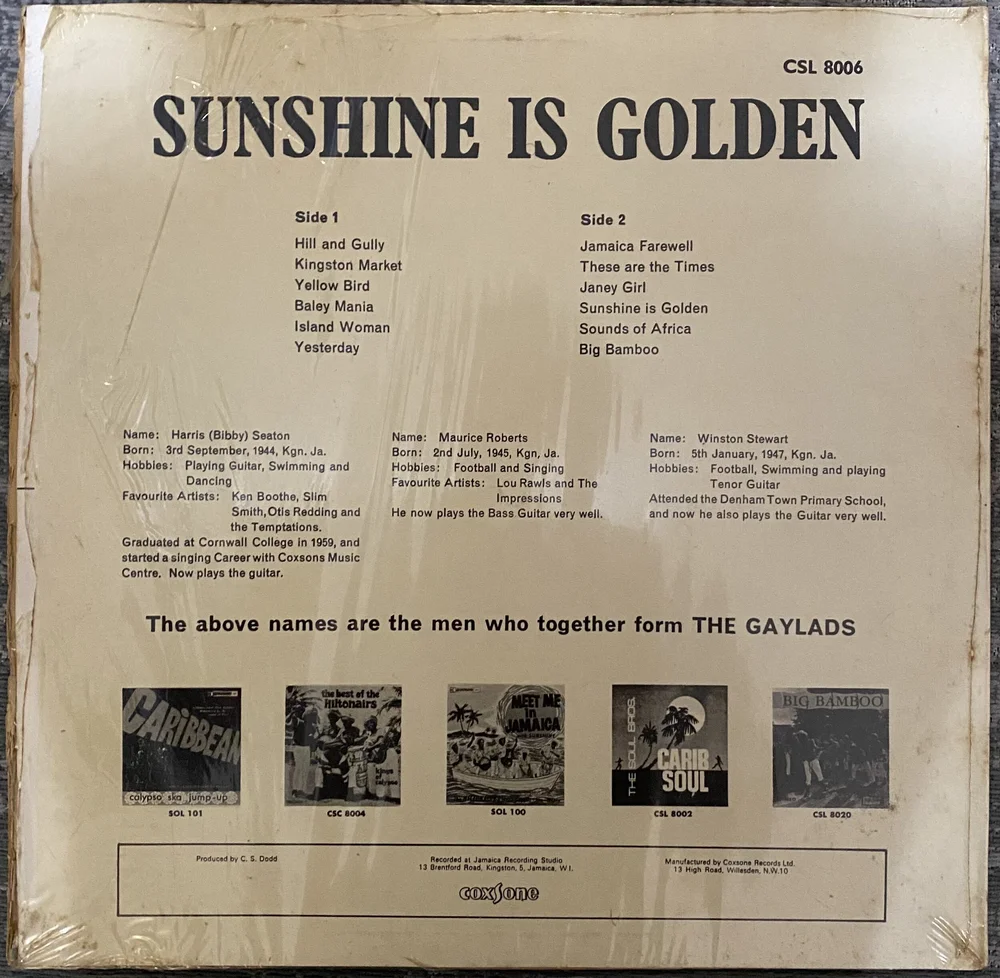The Gaylads - Sunshine Is Golden - Coxsone LP Rare — Ohm Records