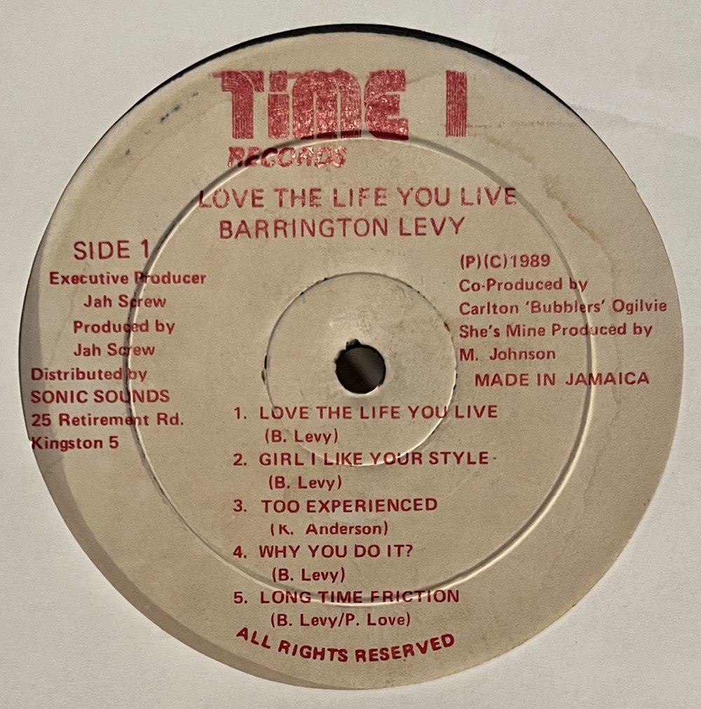 Barrington Levy ‎– Love The Life You Live - Time 1 Records LP JA Original  1989 — Ohm Records