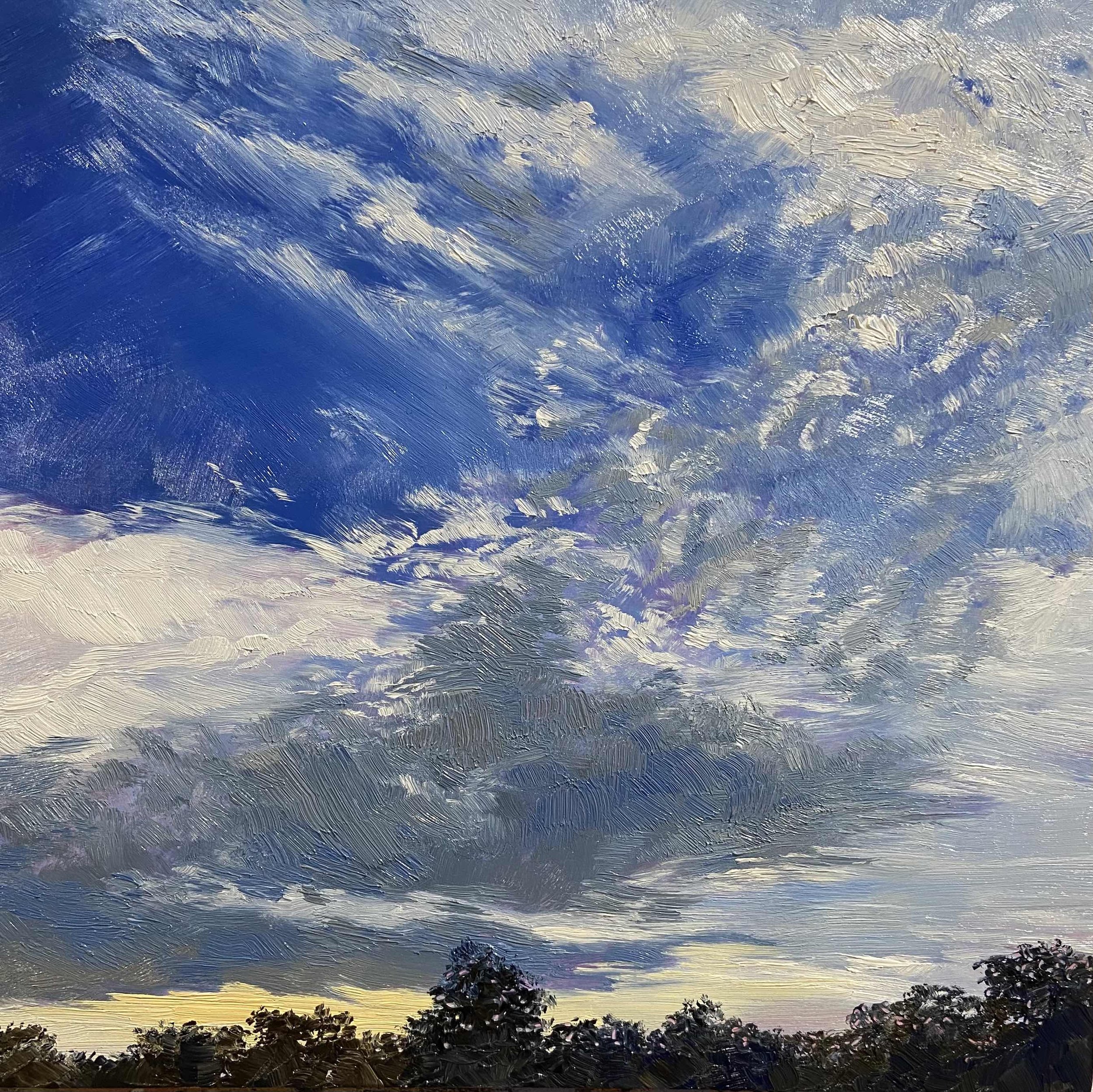 Evensong XVI, oil on board, 20 x 20 cm, 2023, $770