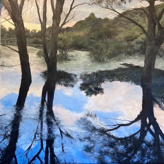 Mirrored Worlds, 2021, oil on canvas, 60 x 60cm, sold
