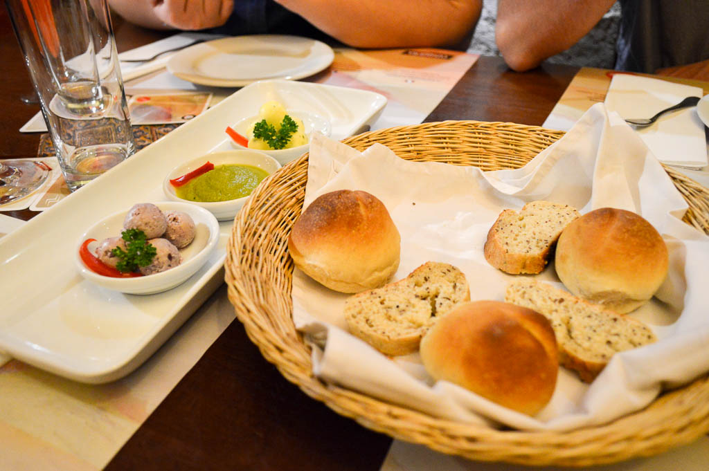 A bread roll with condiments of butter at the Zig Zag restaurant in Arequipa Peru
