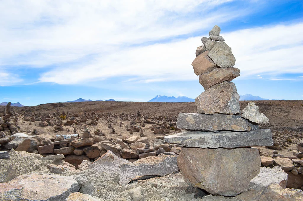 The rock stacks at the Mirado de Los Andes in Arequipa Peru