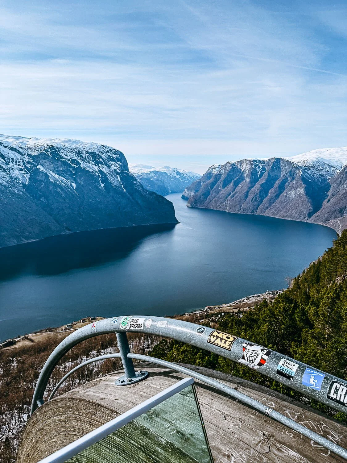 Stegastein Viewpoint platform overlooking Aurlandsfjord near Flam Norway