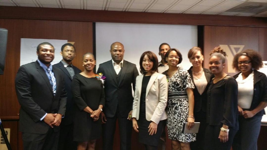 Attendees of the Bridging the Gap Mentor Program joined by the Devlon Paris #WellSuited workshop presenters, Mrs. Stacey Calhoun and Mr. Tim O.