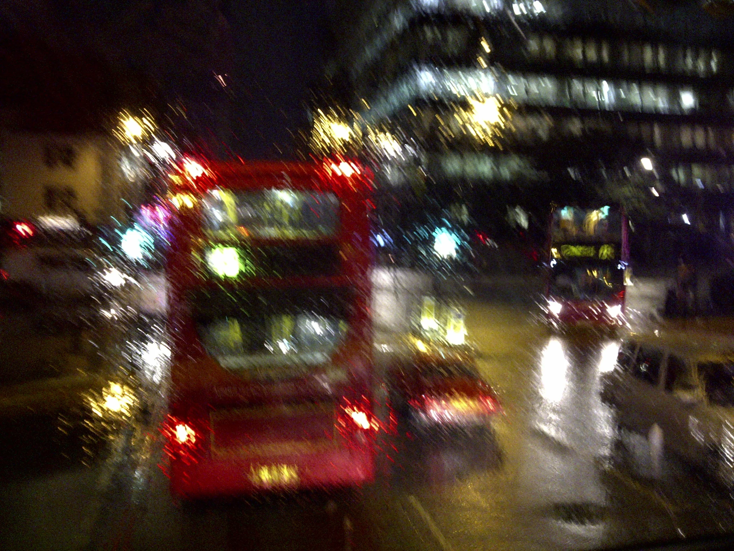 rainy bus ride, london