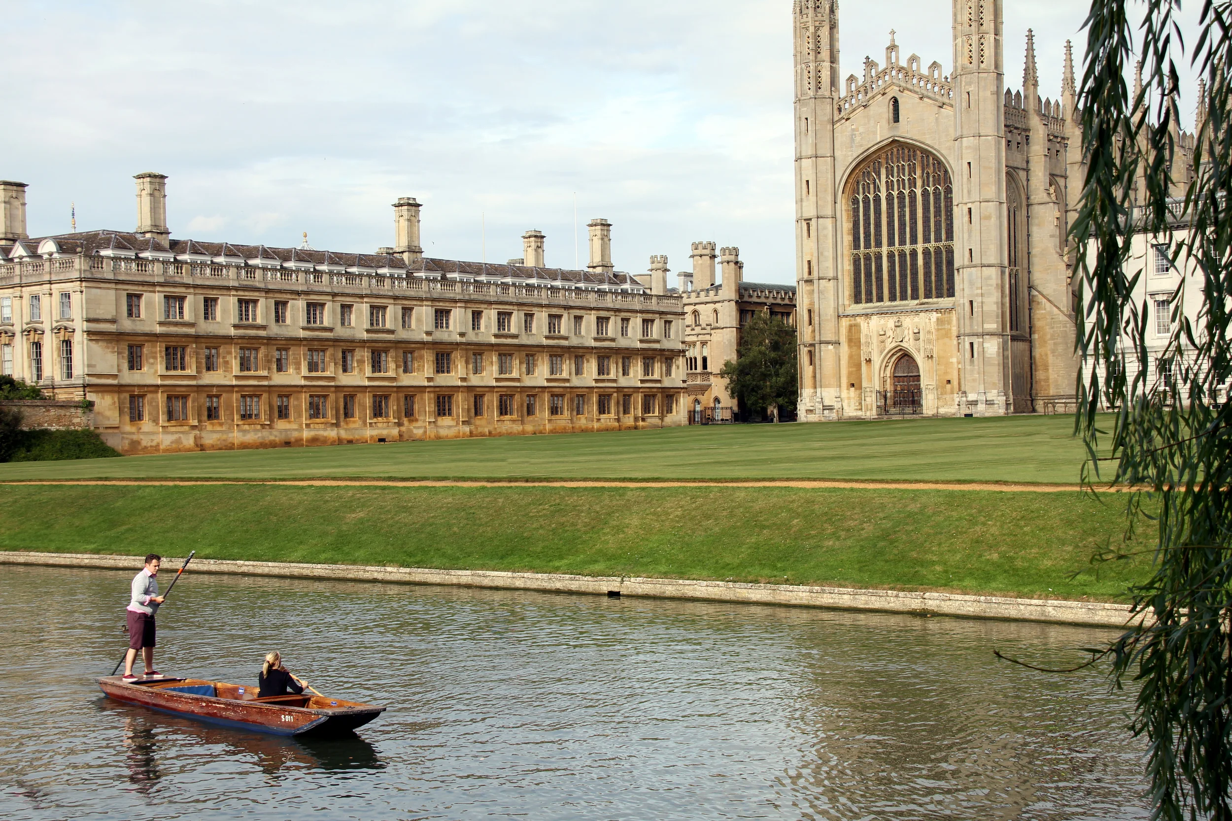 punting at king's college, cambridge england