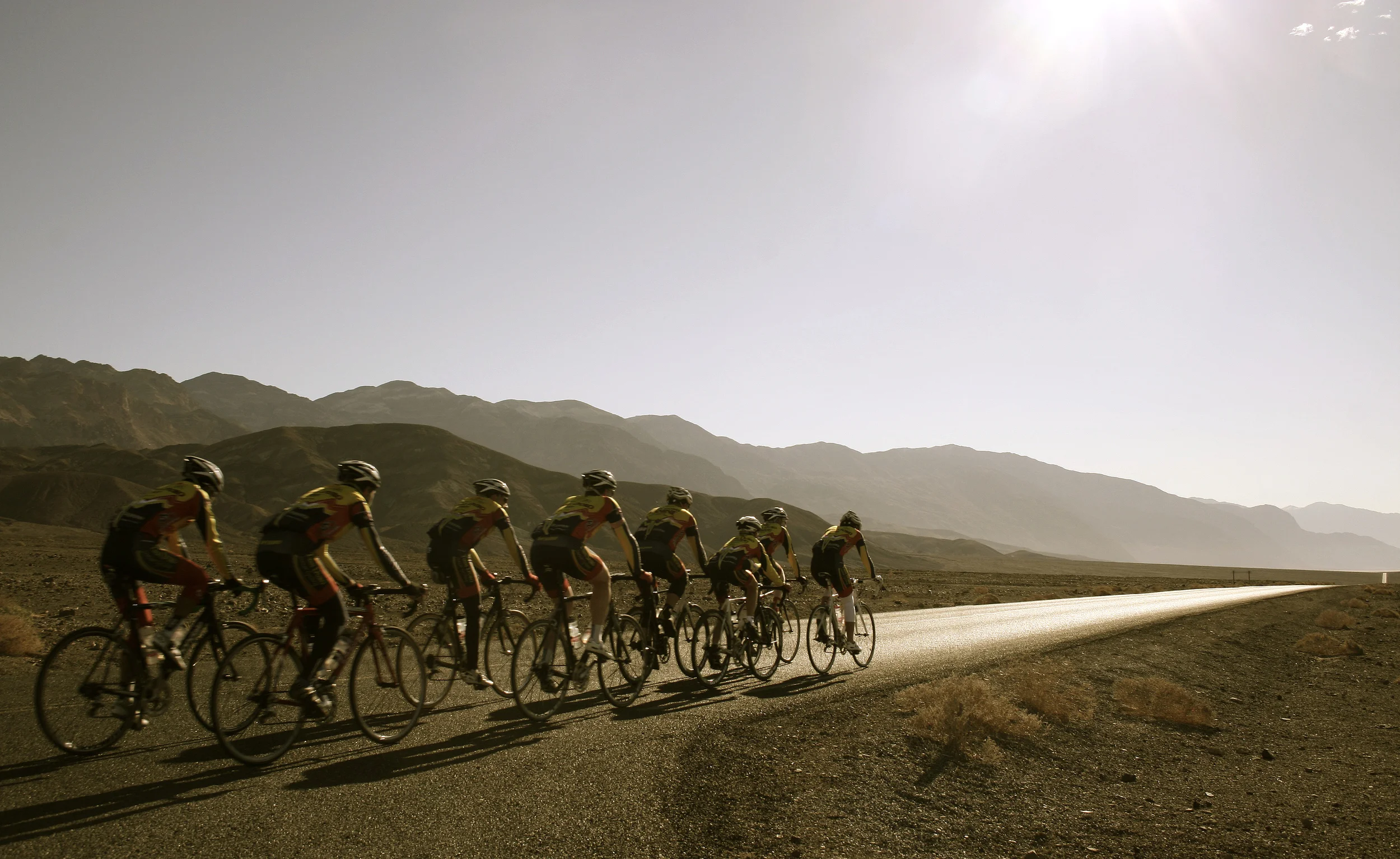 cyclists in death valley
