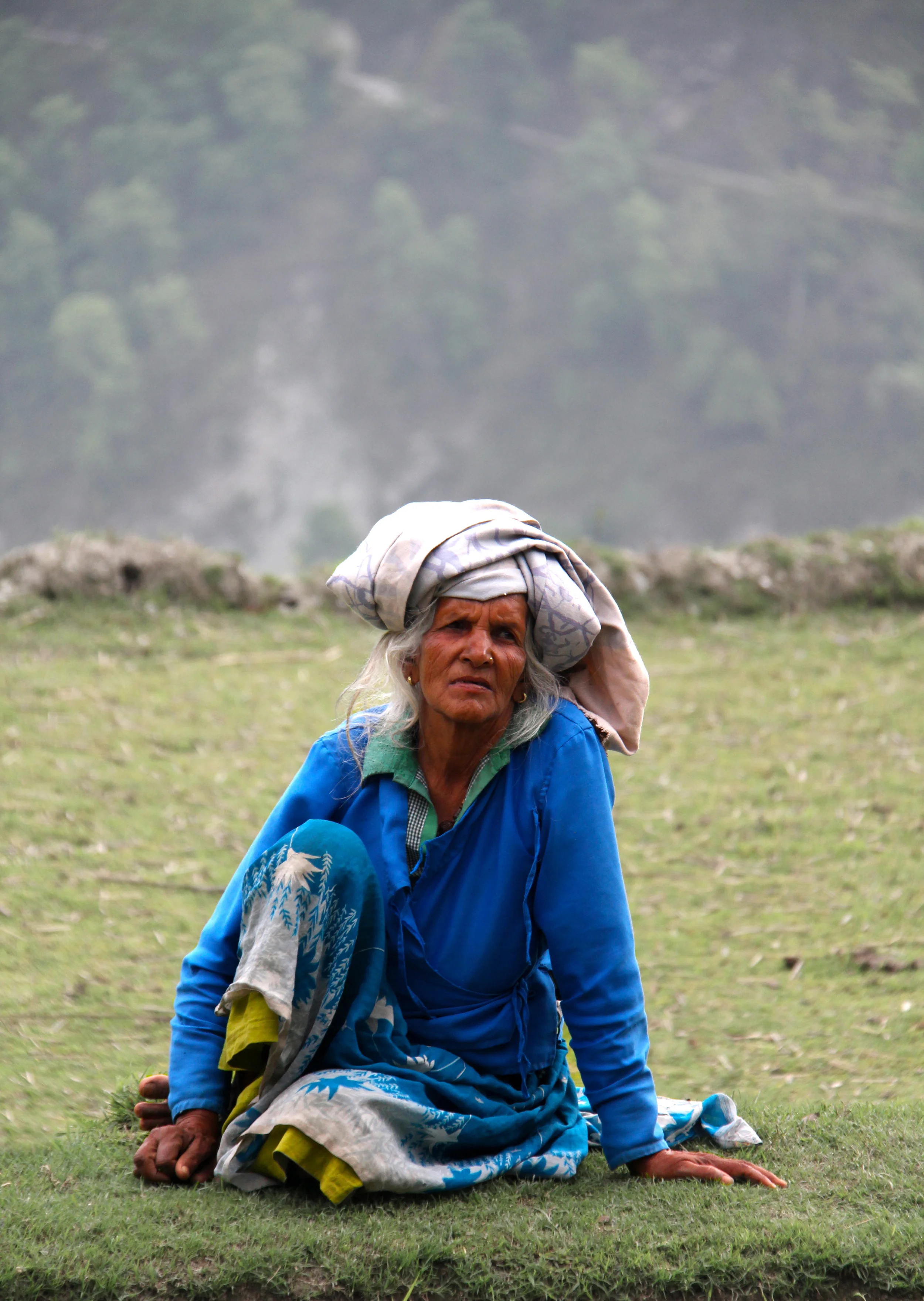 woman along the sikles trail, nepal