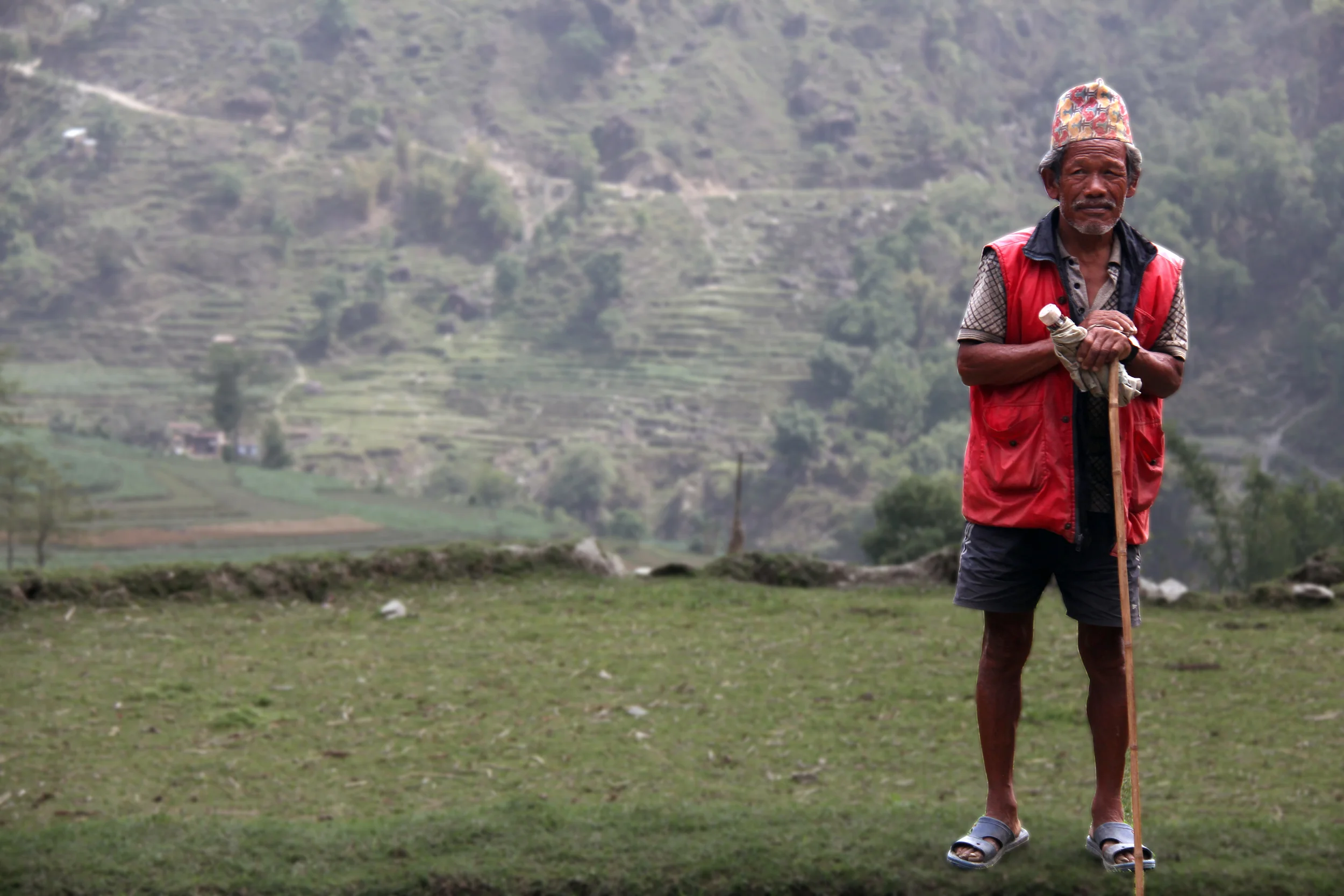 man along the sikles trail, nepal