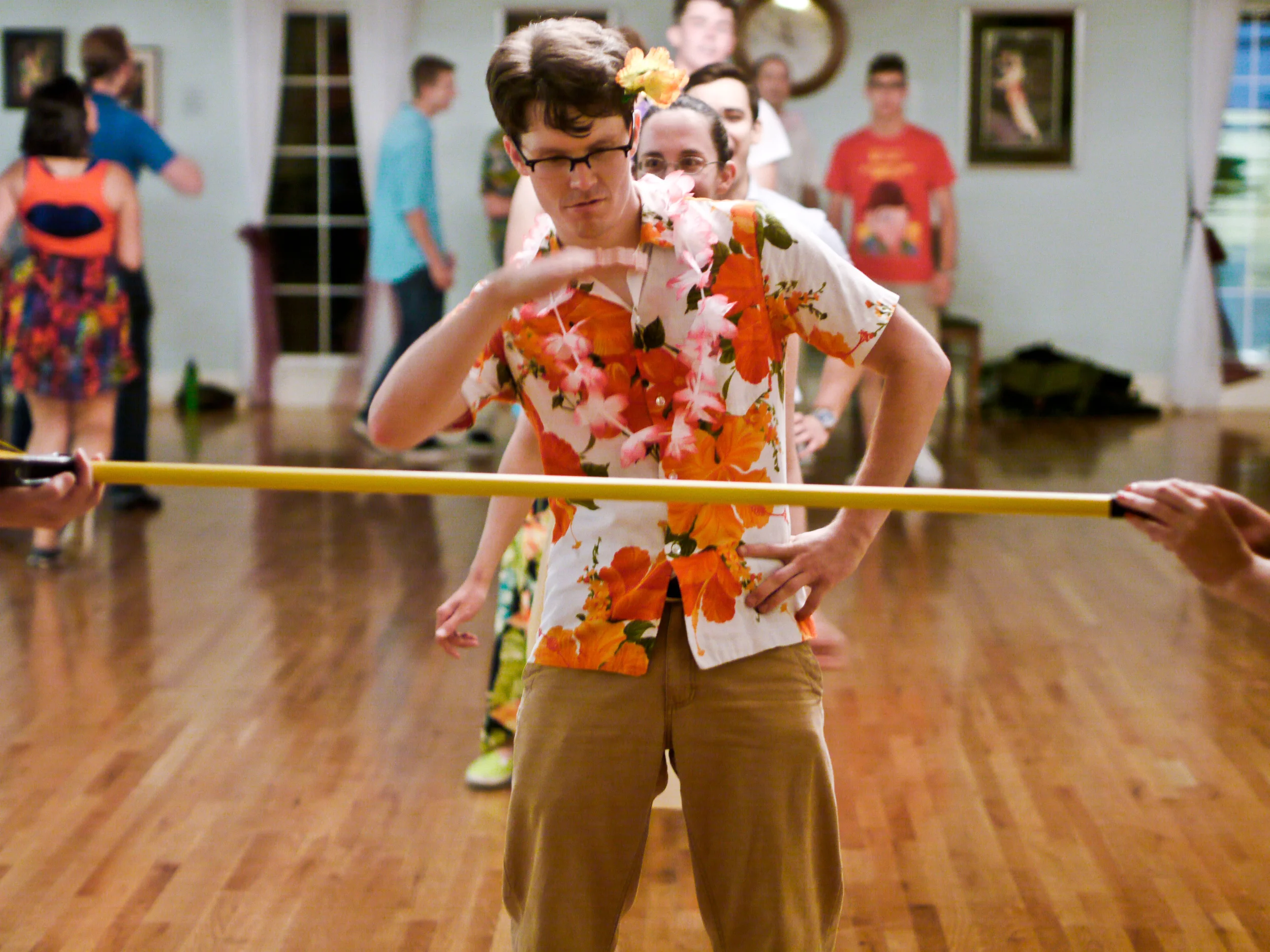 Limbo at the Hawaiian theme night.