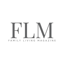 Logo for FLM Family Living Magazine in gray text