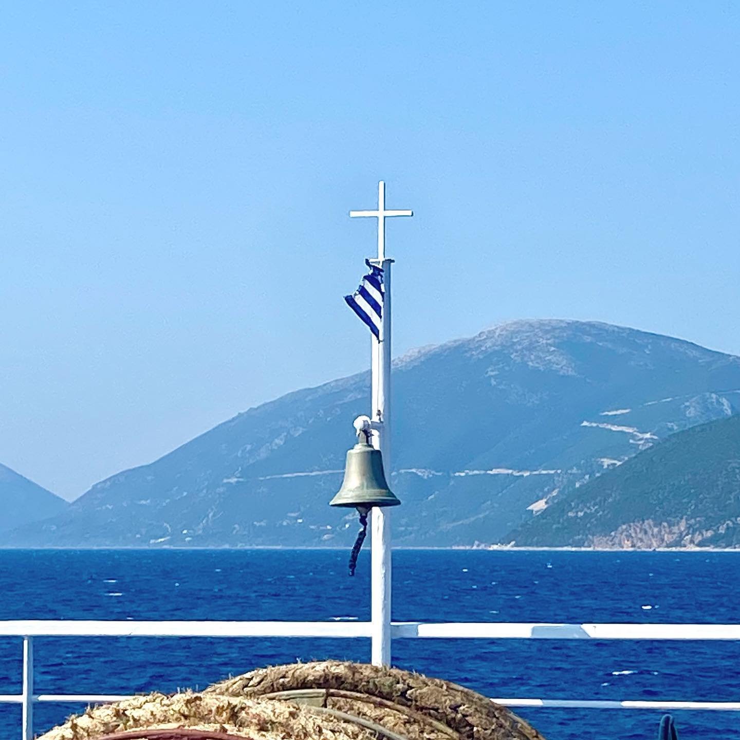 🧿 A week in Ithaca, full of warmth, beauty and bright, bright blues
1. Ferry from Kefalonia
2. Window in Vathy
3. &Alpha; private church
4. A different day, a different offering
5. More blue windows
6. Inside the tiny hillside church of St Fanouris
