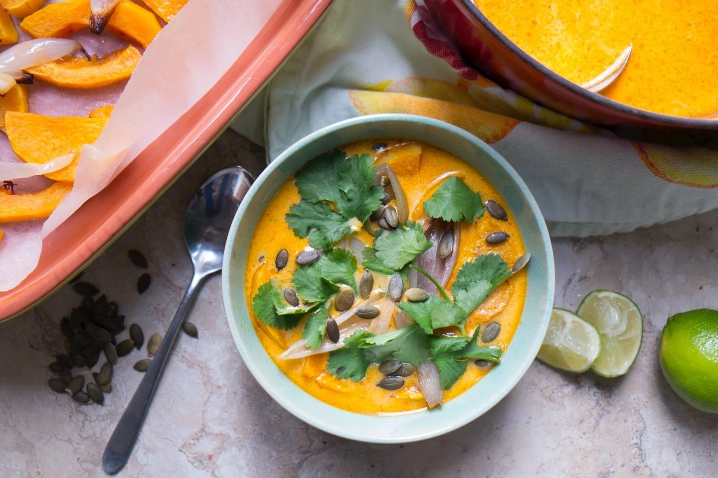 Cooking up this Butternut Laksa🍜 because at least I can eat food that looks like ☀️ in the absence of the real thing. 

Adapted from a @meerasodha recipe, I serve it with buckwheat noodles. It&rsquo;s one of my favourites from The Metabolic Re-Balan