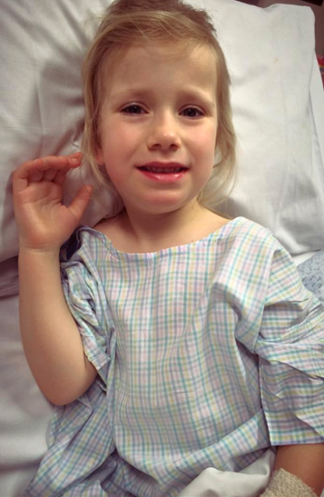 Post-op Lucy "smile" in hospital