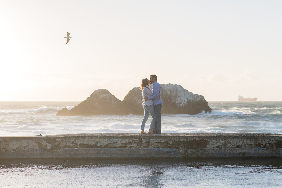San Francisco Sutro Baths Sunset Engagement Photography | White Quill Creative