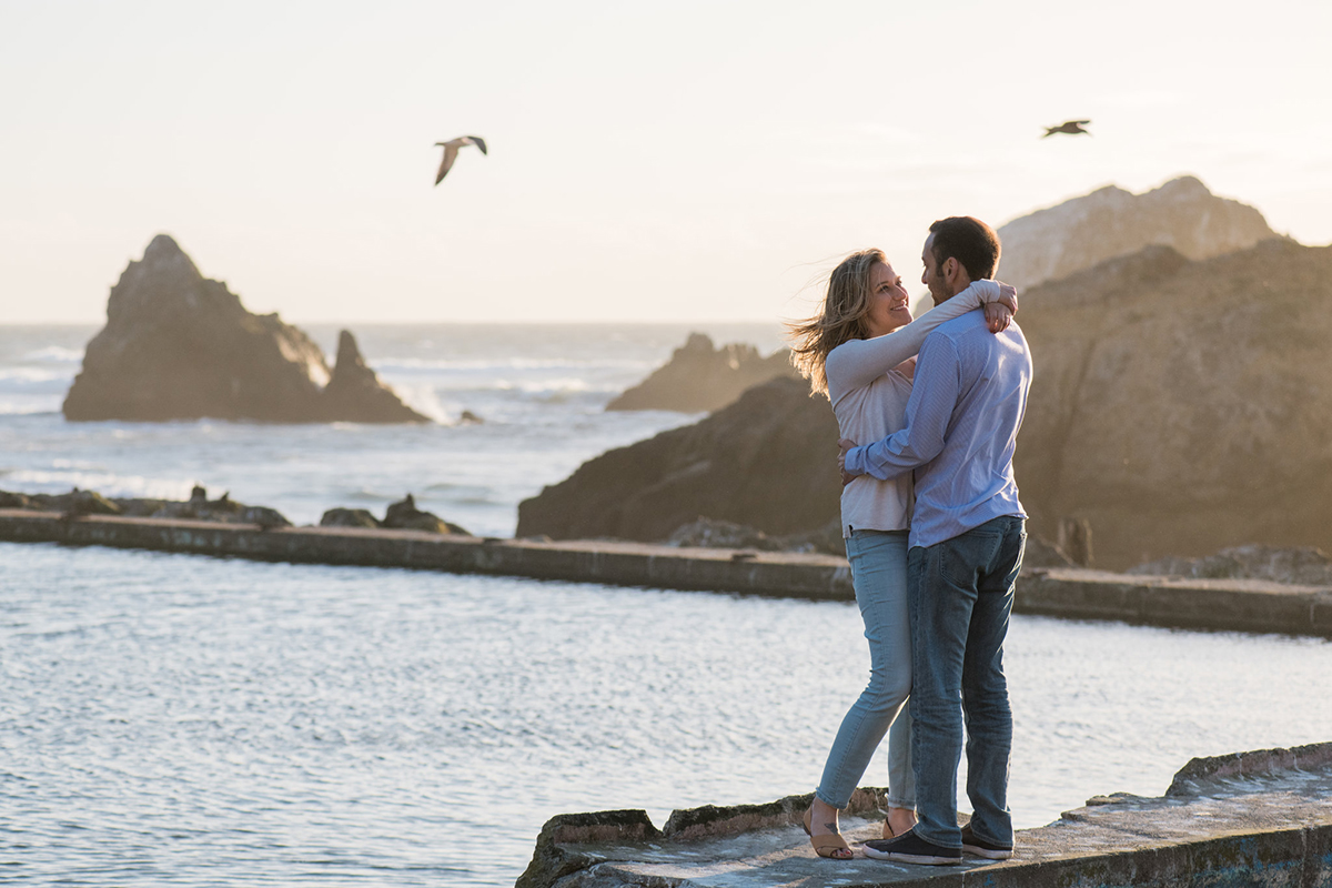 San Francisco Sutro Baths Sunset Engagement Photography | White Quill Creative