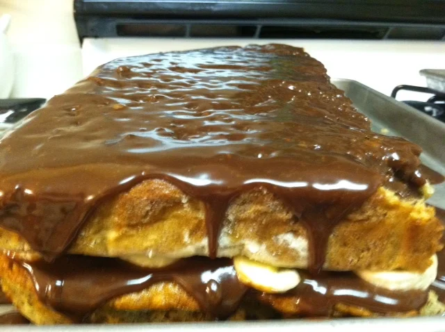 Chocolate Fudge Layered Banana Cake
