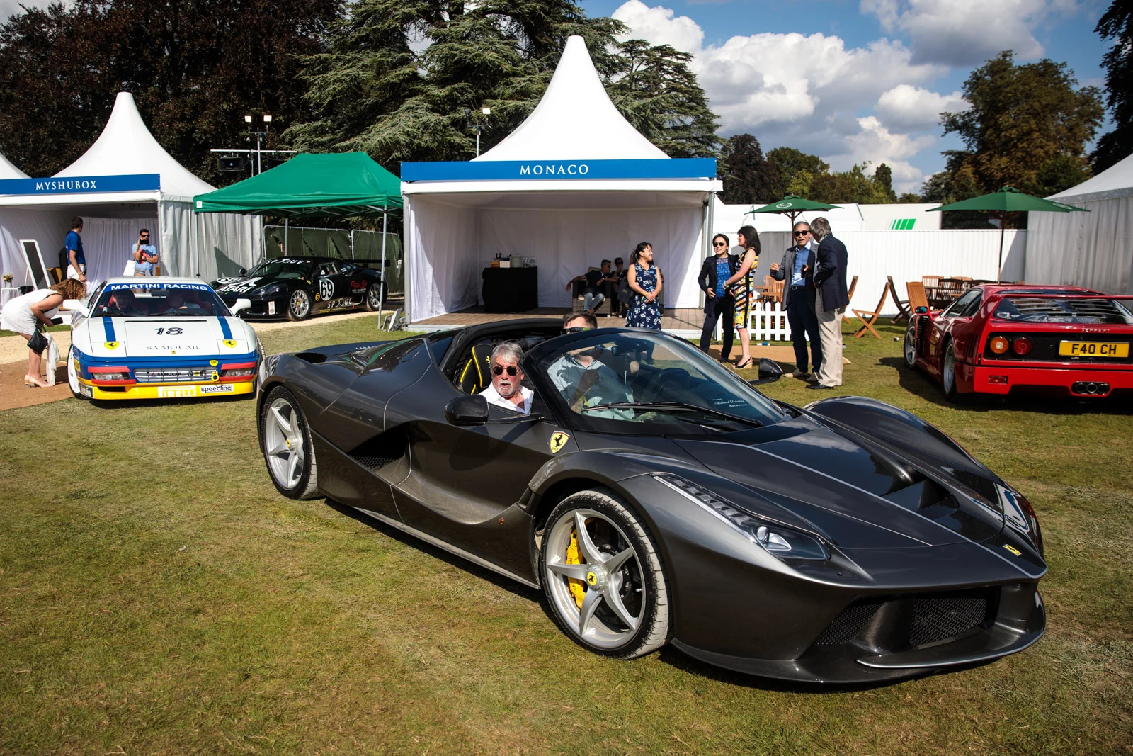 Drivers show their Ferrari cars at Salon Privé on September 02, 2017 in Woodstock.