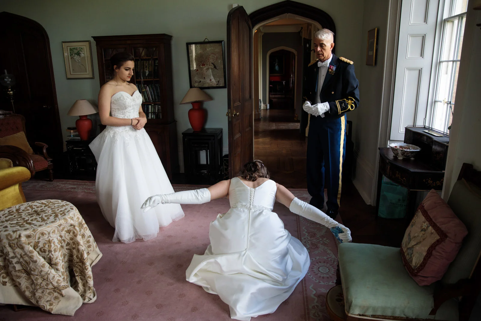 A debutante practices her dip curtsy at Boughton Monchelsea Place ahead of the Queen Charlotte's Ball on September 09, 2017 in Maidstone.