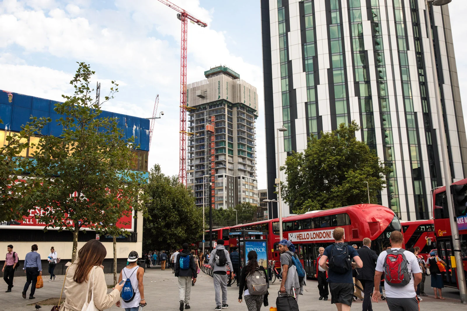 Cranes tower over a building development in Elephant and Castle on August 22, 2017 in London.
