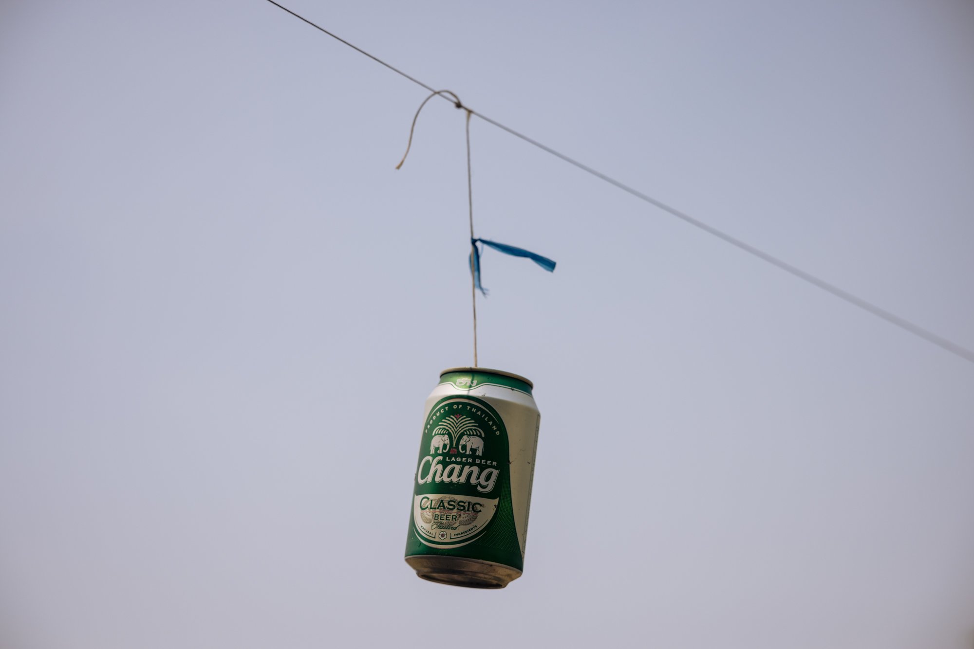  A makeshift elephant detection system using beer cans, Ban Nong Prue Kan Yang, Chachoengsao. 