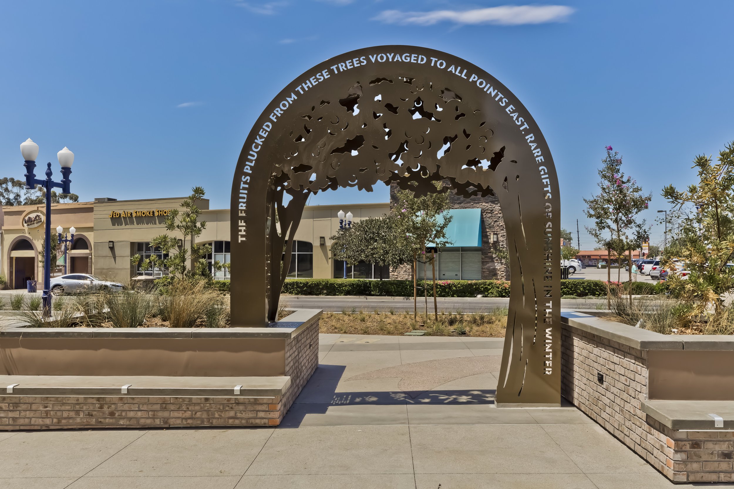 The Stone, the River, the Door  Public art commission for mixed-use development in downtown Azusa  An arched doorway acting as a passage through time, a portal. Drawing inspiration from the history of the area and the name of the development “The Or