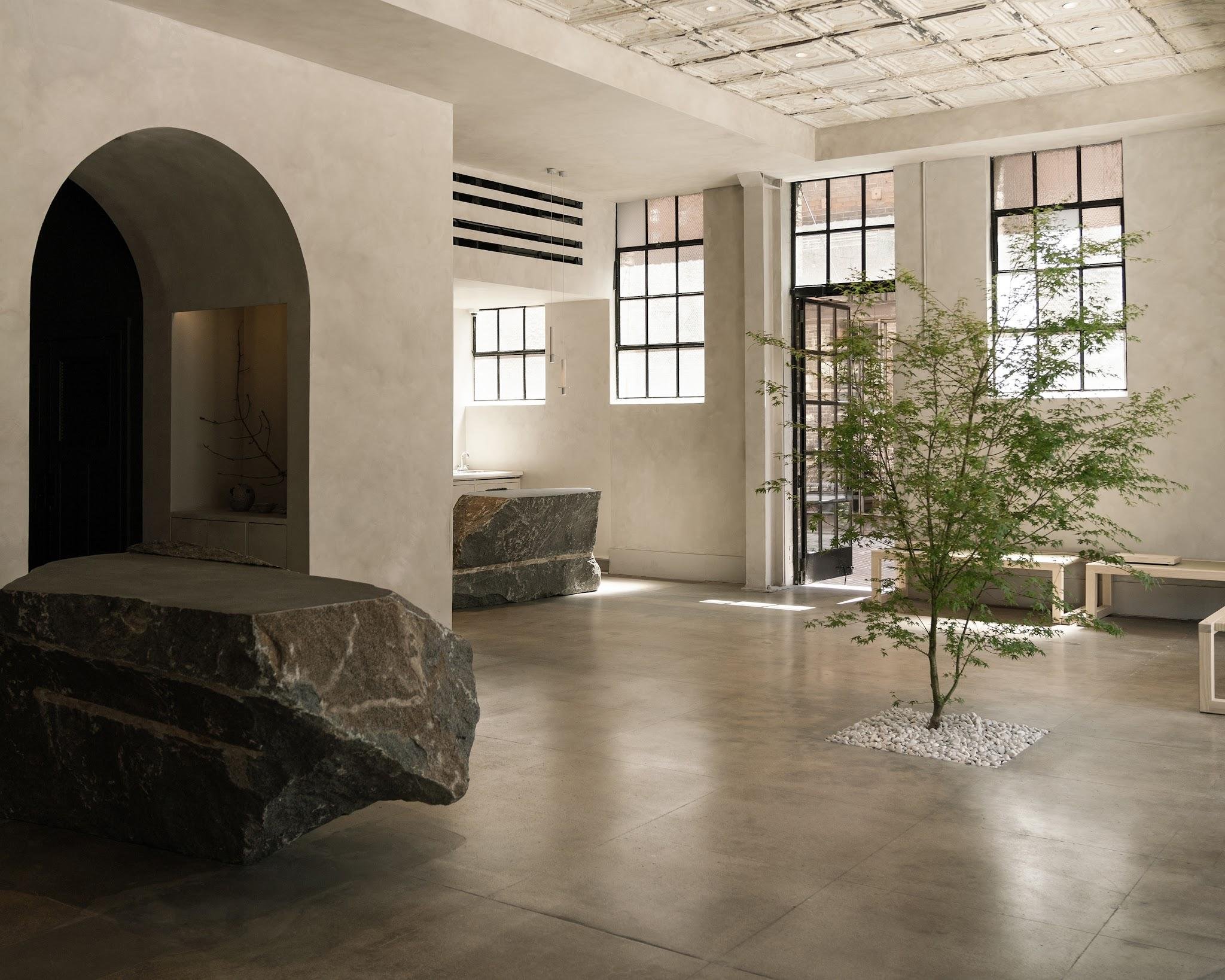  an unexpected tree in an immaculate space for kensho ryokan in downtown la / in collaboration with zak cook  