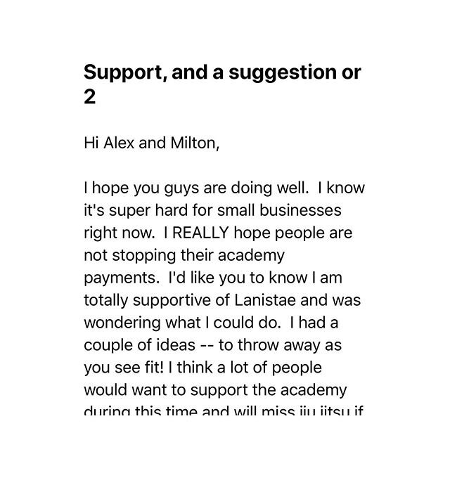 💫You give us life💫 Our mission and goal at Lanistae Academy is to make a difference in our students’ lives and have a positive outlet for people. Let keep this momentum! Thank you again for your continued support. #covid19 #smallbusiness #jiu