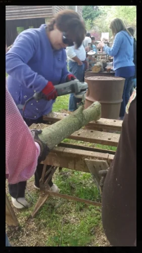Learning how to drill holes in logs with ease