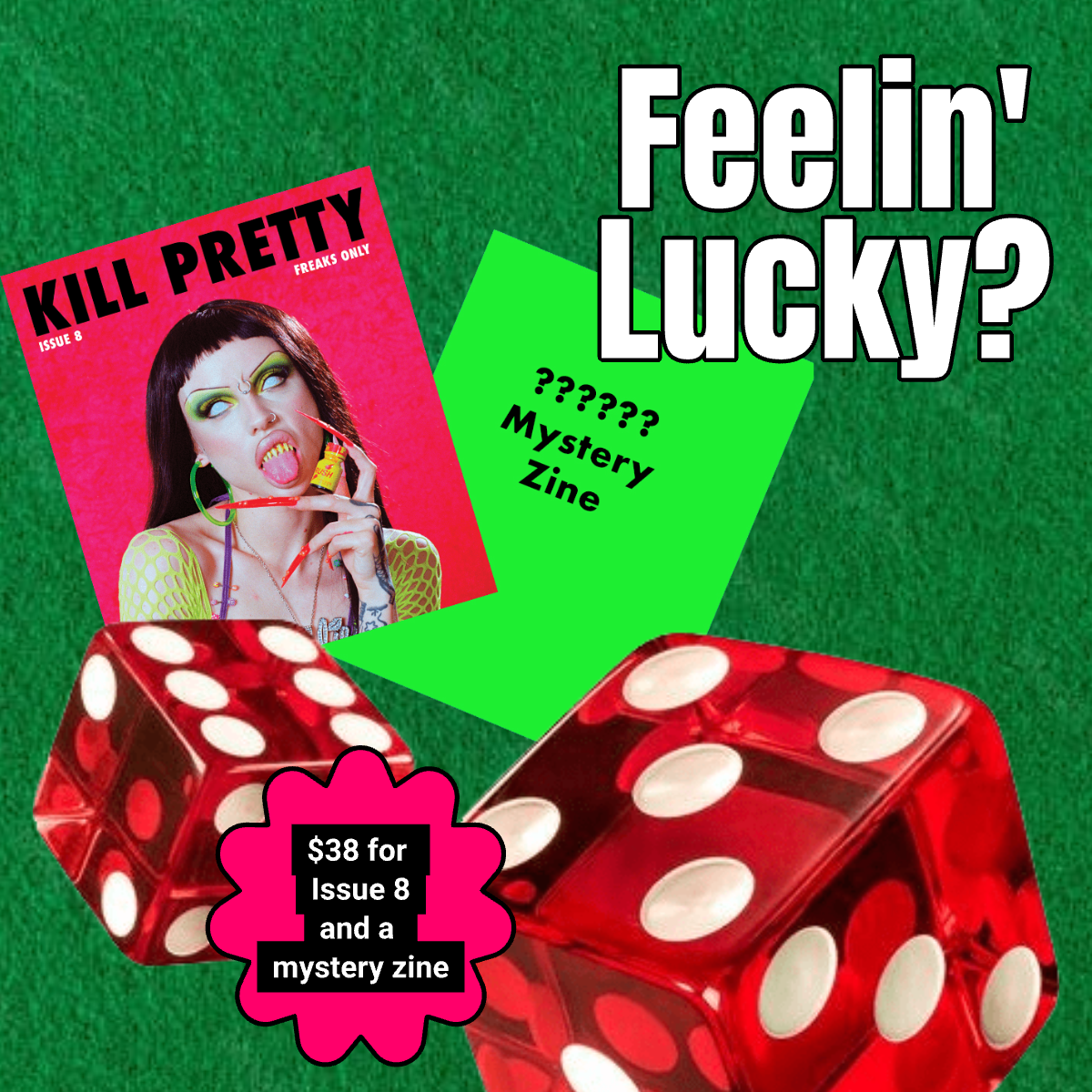 Kill Pretty Issue 8, Mystery Zine and Stickers Feeling Lucky Bundle