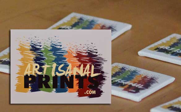 Business cards printed on 2X2 canvas