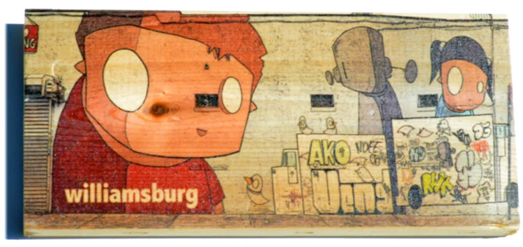 Street art in Williamsburg, Brooklyn in New York City printed on a Woodbrick (5.50 X 12 Inch) BUY