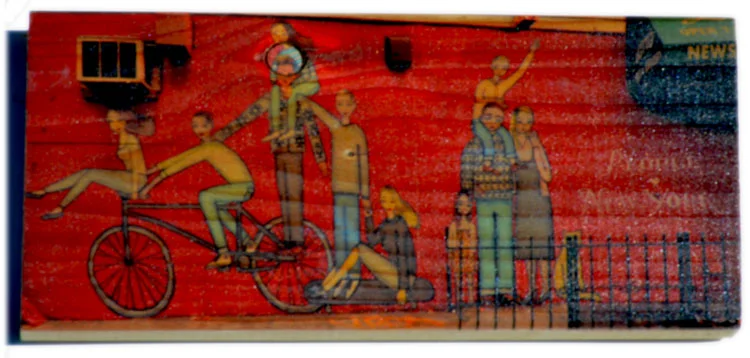 Street art, people of New York in Williamsburg Brooklyn printed on a Woodbrick (5.50 X 12 Inch) BUY