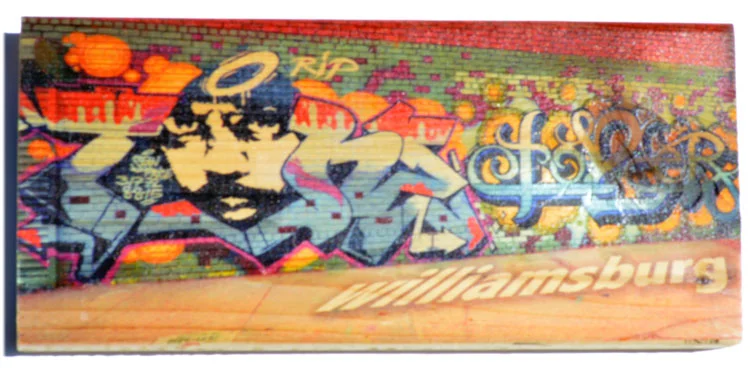 Street art in Williamsburg, Brooklyn in New York City printed on a Woodbrick (5.50 X 12 Inch) BUY