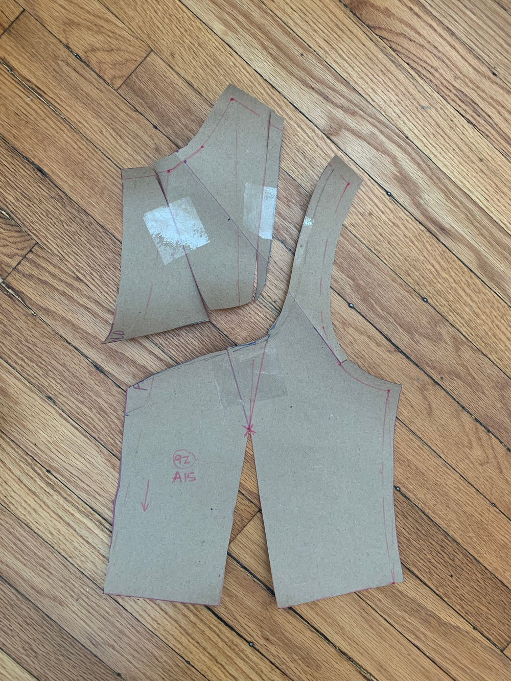 Cutting away a deeper neckline in the front bodice