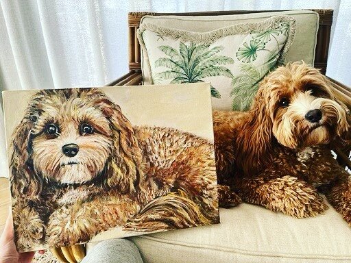 Beautiful artwork by Yael, of her cute little Romeo, such a great resemblance! #puppylove #dogs #dogartwork #cutedogs #adorable