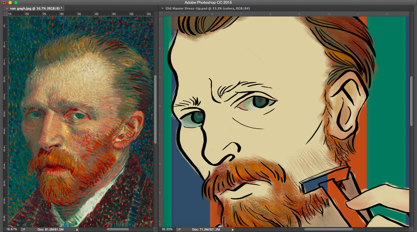 Always blocking out the big colors first, the details come later.