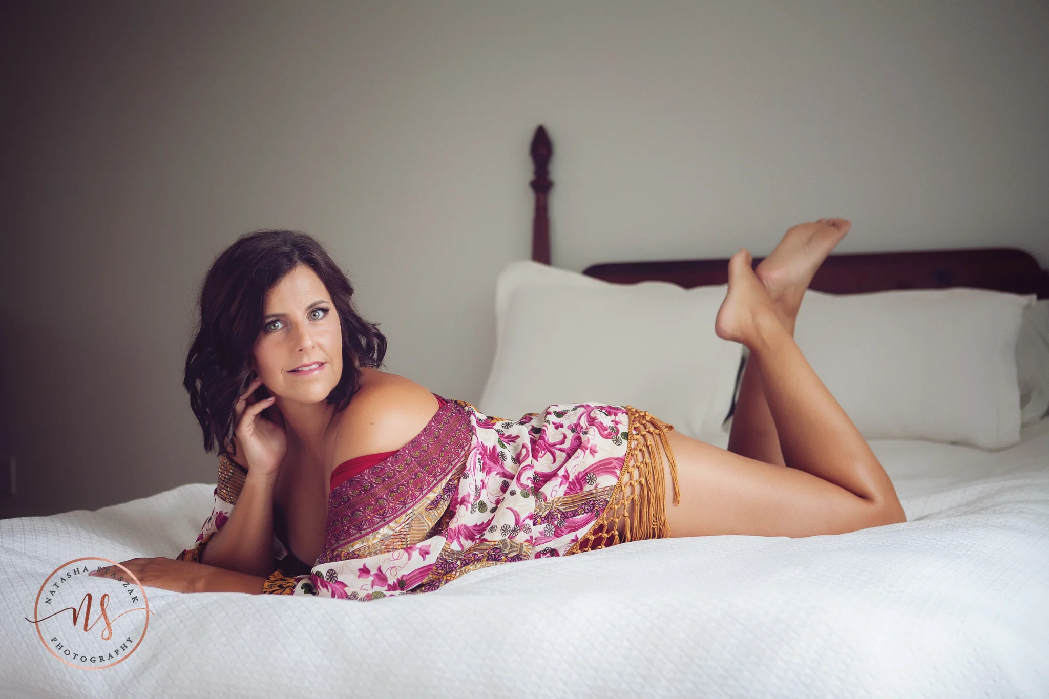Boudoir photography Buffalo woman lying on bed