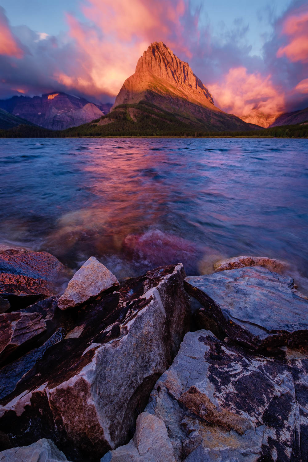 Sunrise at Swiftcurrent Lake