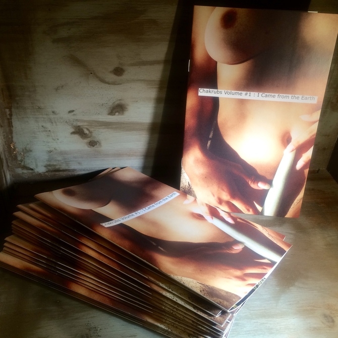 "I Came From The Earth" a collection of photographs documenting a woman in nature with her collection of Chakrubs
