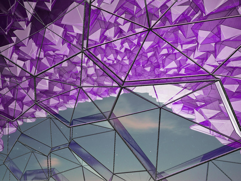 the hotel’s inner layer is formed by crystalline clusters that will frame the scheme’s interiors.