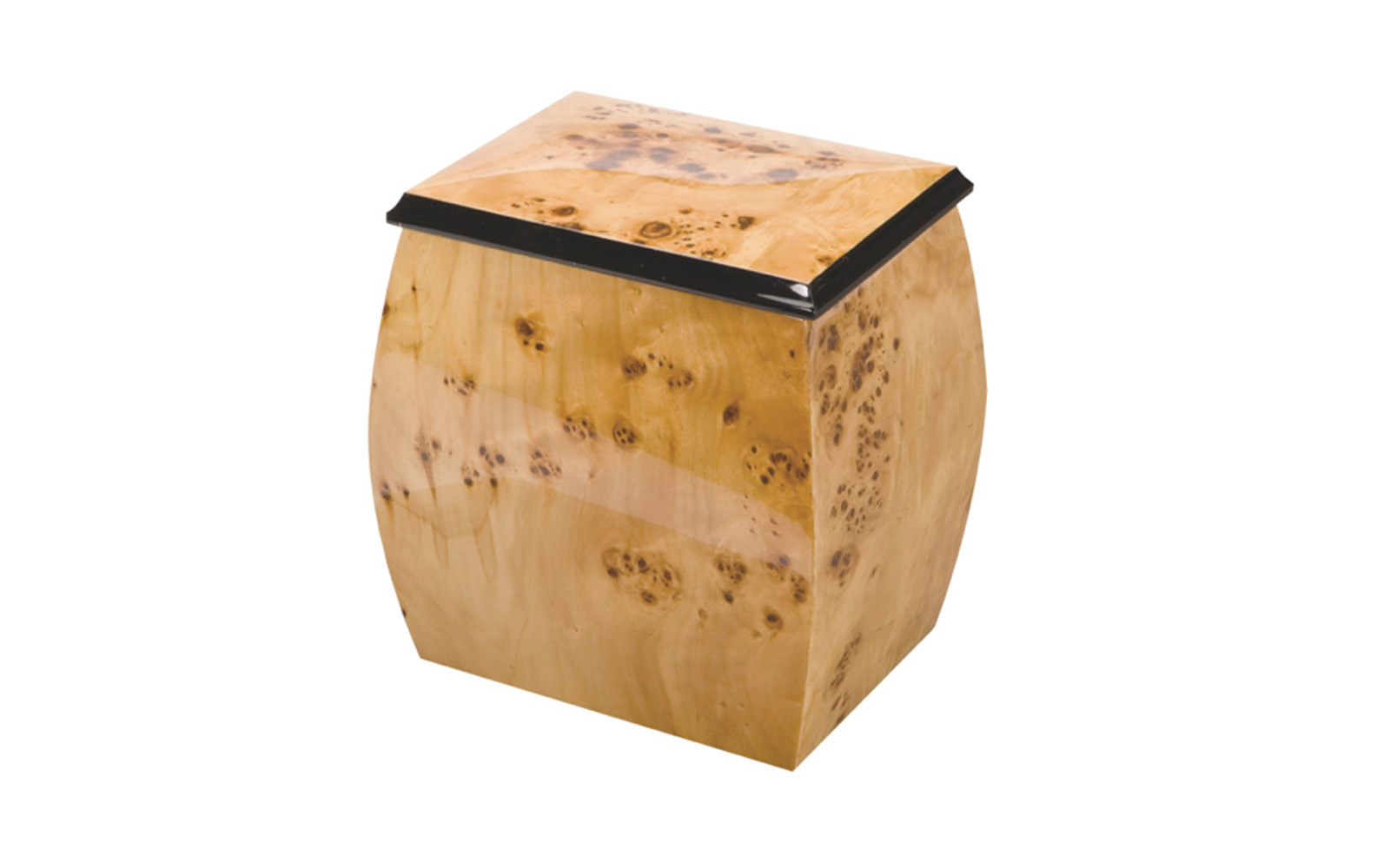 Oxford Memory Chest Made of MDF, a Composite Wood it displays a beautiful Burl Veneer Finish, measuring 9 1/2" W x 7 5/8" D x 10 1/2" H, 230 Cu. inches, up to 225 lbs., $305