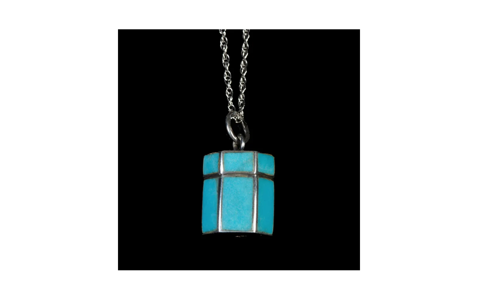 Blue Stone Chest Sterling Silver pendant, with Removable Top, comes with 18” Sterling Silver chain, 0.3 Cu. inches, $160