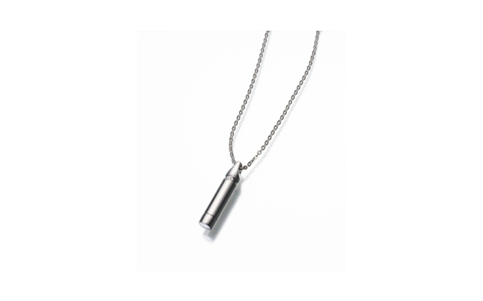 Titanium Cylinder w/ Crystal Chip Pendant Measures 5/16"W x 1-5/16"H , Chain not included, $330