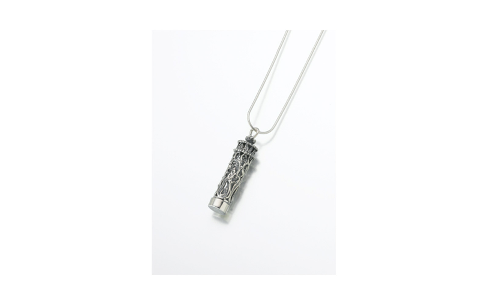Sterling Silver Antique Cylinder Pendant w/ Glass Insert Measures 1/2"W x 1-7/8" H, Chain not included, $170