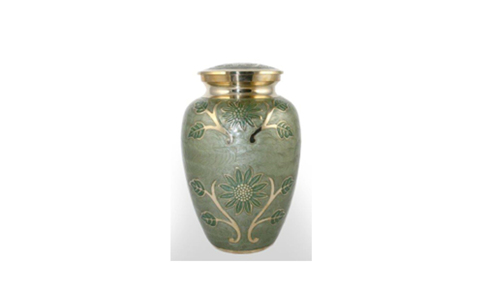 Green Garden This urn is made of Solid Brass, Painted with a Green Enamel, and has a Threaded Lid. This urn holds 219 Cu. Inches, up to 219 lbs. $145