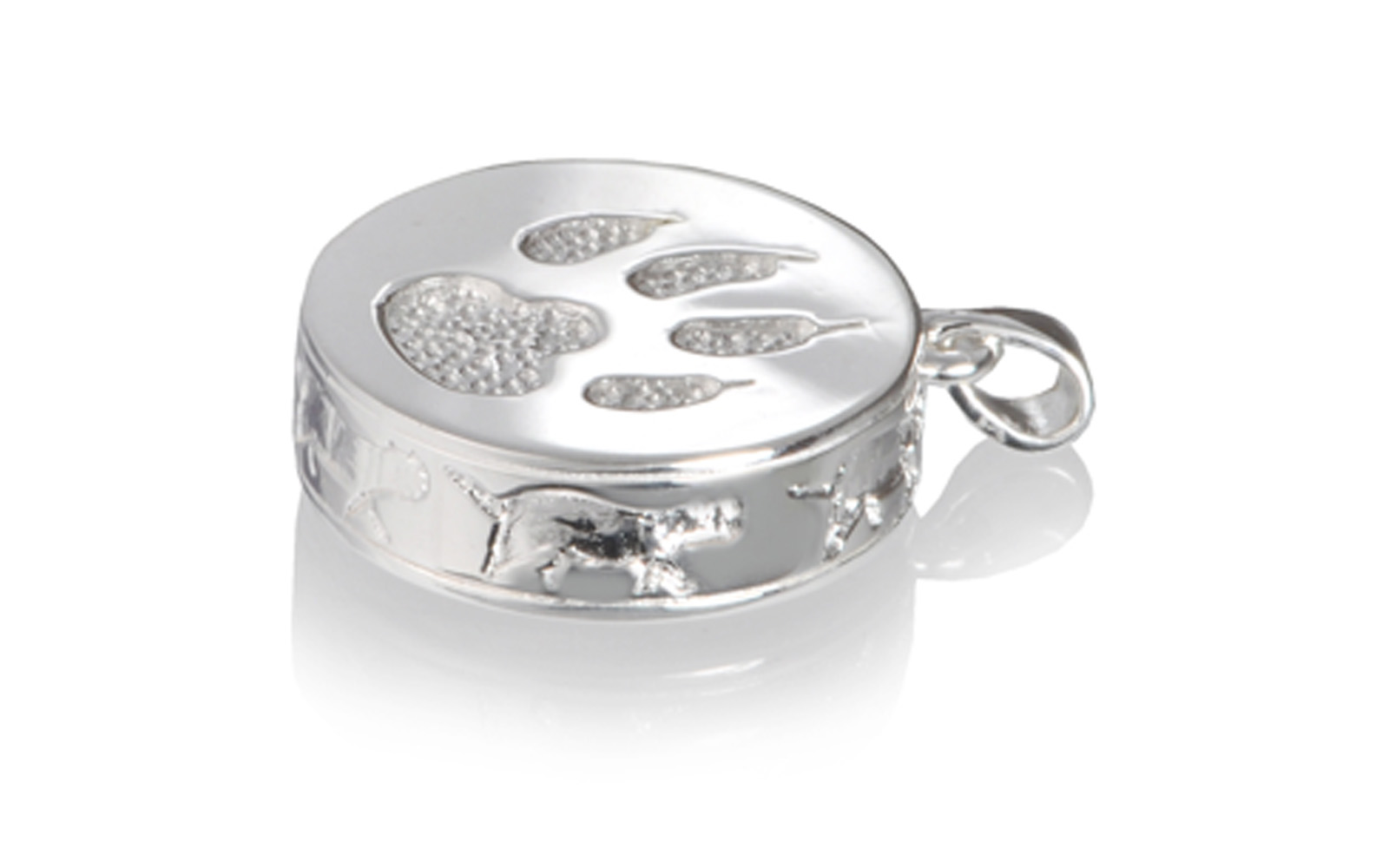 Cat Paw Urn Pendant This Sterling Silver pendant has a back screw and is designed to allow you to hold cremated remains or fur clippings. This urn pendant measures 3/4" H x 3/4" W. Cost for engraving is not included. $130