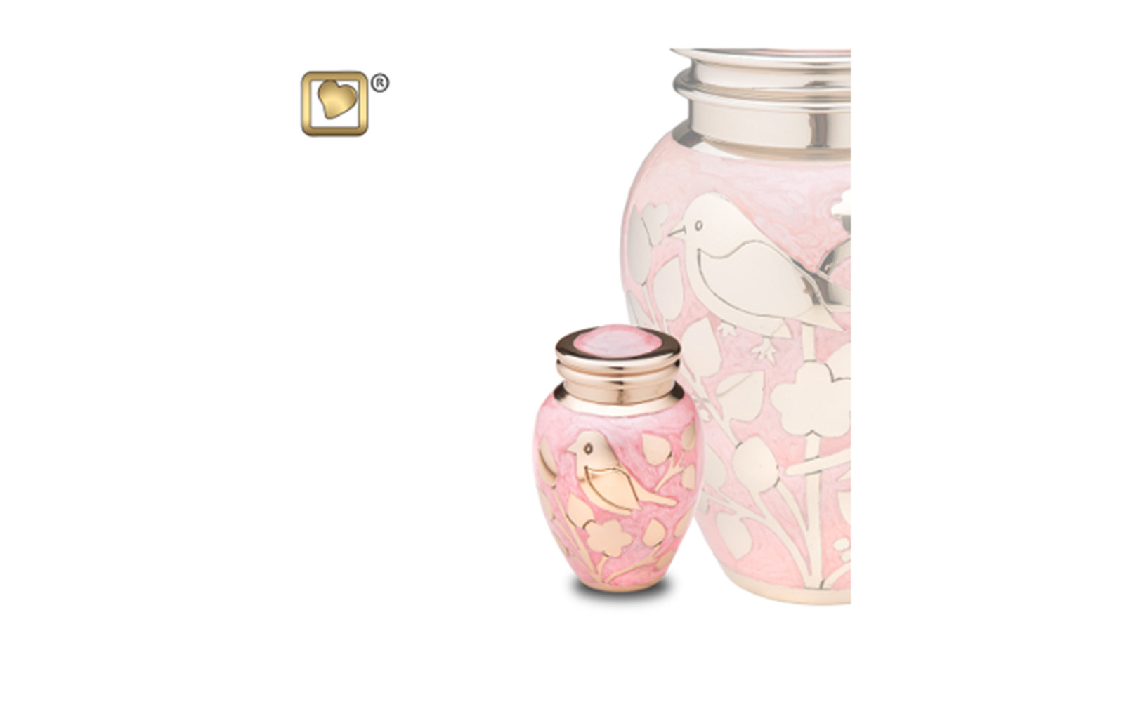 Keepsake Gold Blessing Birds Urn Made of Solid Brass, measuring 3” high, 4.5 Cu. inches, up to 3 lbs., $65