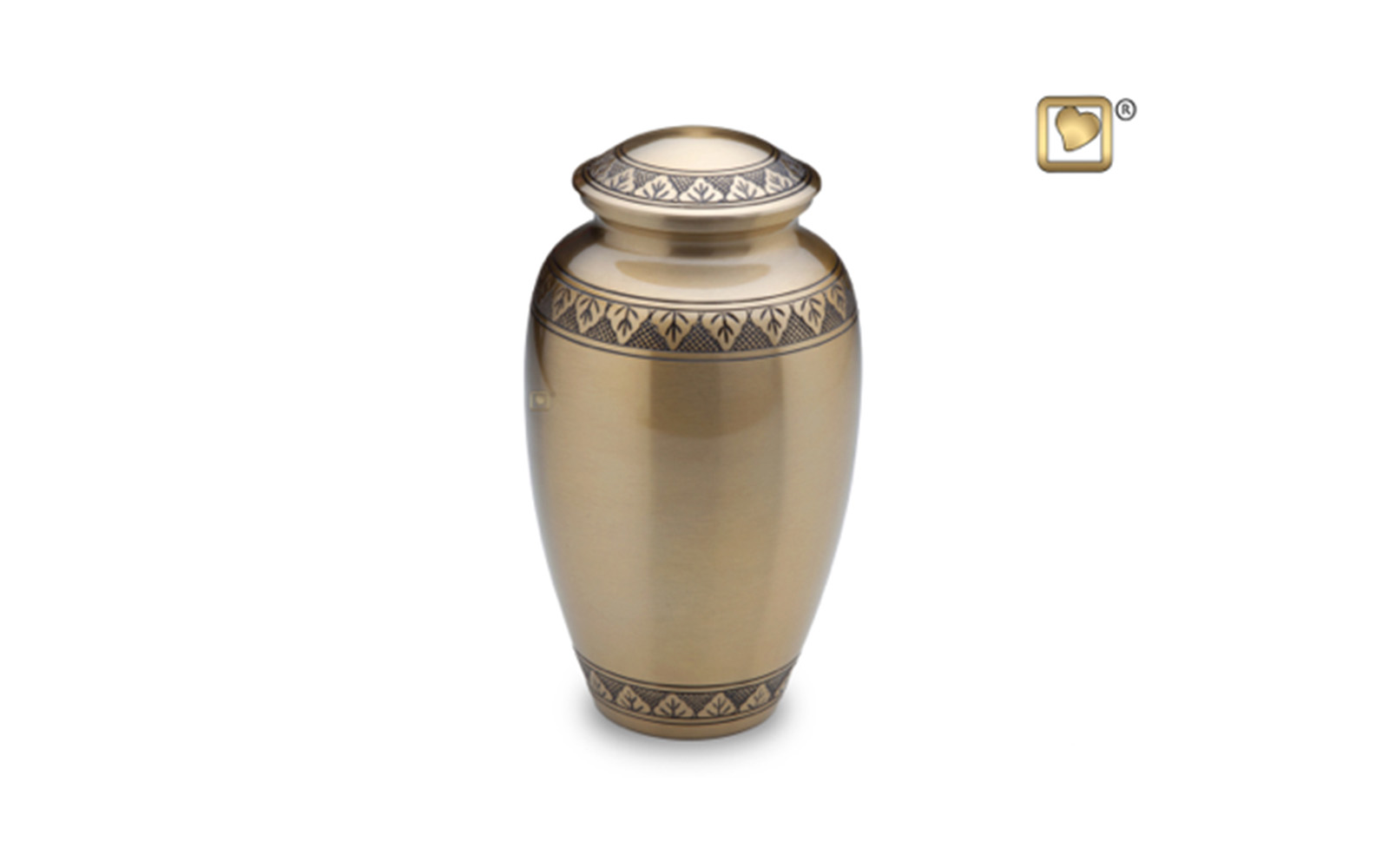 Classic Gold Urn Made of Solid Brass, comes in both Gold (shown) and Pewter color, measuring 10” high, 200 Cu. inches, up to 195 lbs., $150