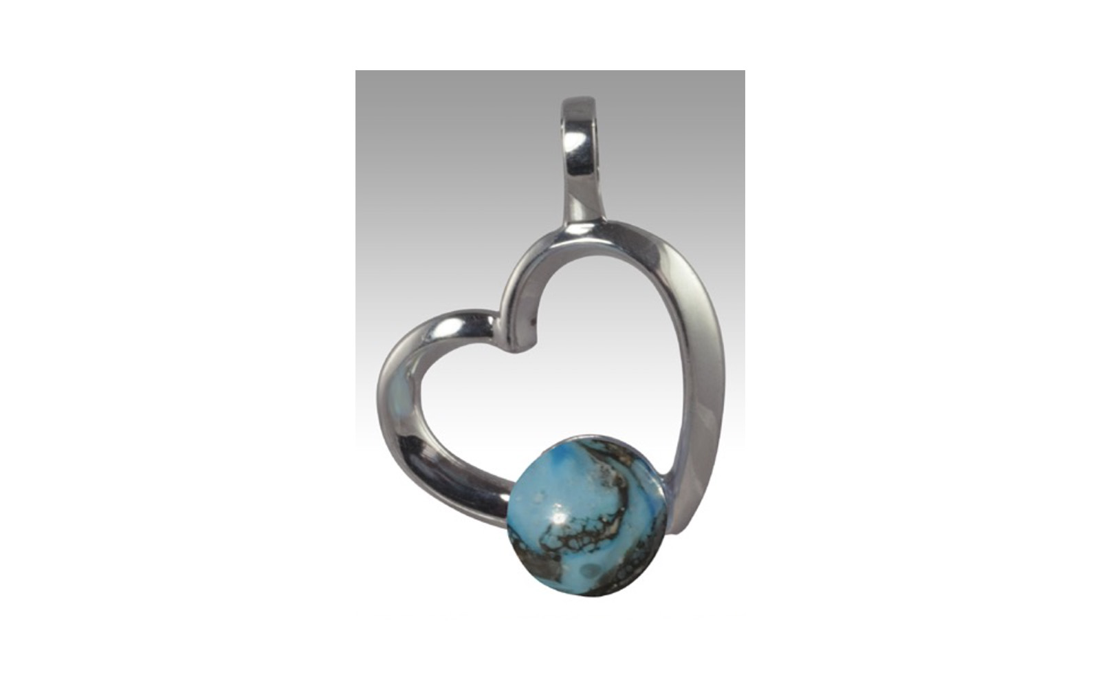 Rhythm Sterling Silver Pendant This Glass Pearl line of our pendants have a timeless elegance that is achieved by combinging sterling silver and a glass pearl containing your loved one's cremated remains. The glass pearl can be made in any of our available bead colors. The bail opening measures 4mm, the entire pendant measures 14.5 x 14mm, and the glass pearl measures 9mm. $205